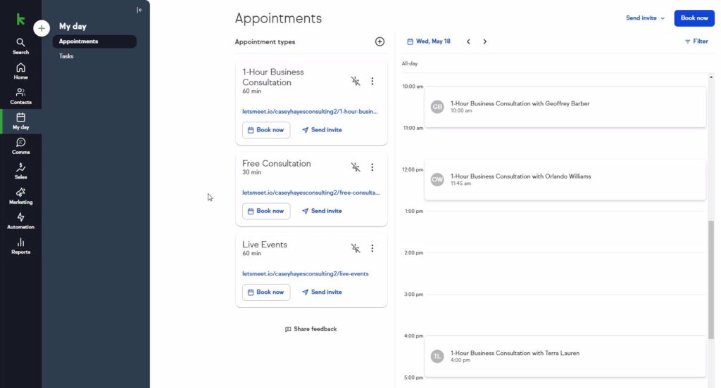 Keap CRM Appointments and Scheduling