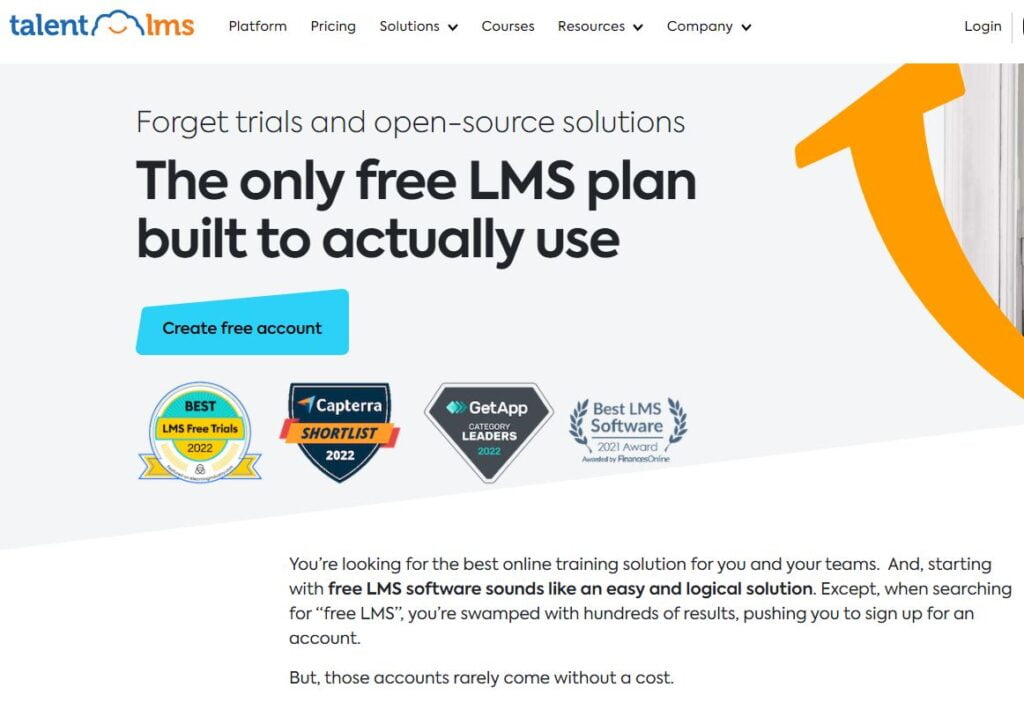 TalentLMS Free Online Course Platform - Listed as one of the Best Online Course Platforms.