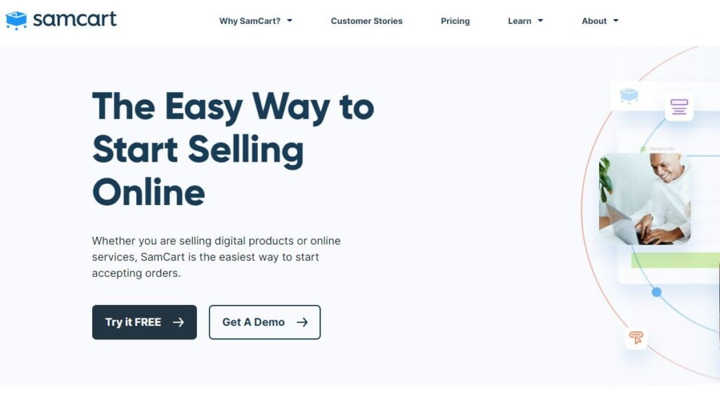 SamCart Shopping cart software Home Page