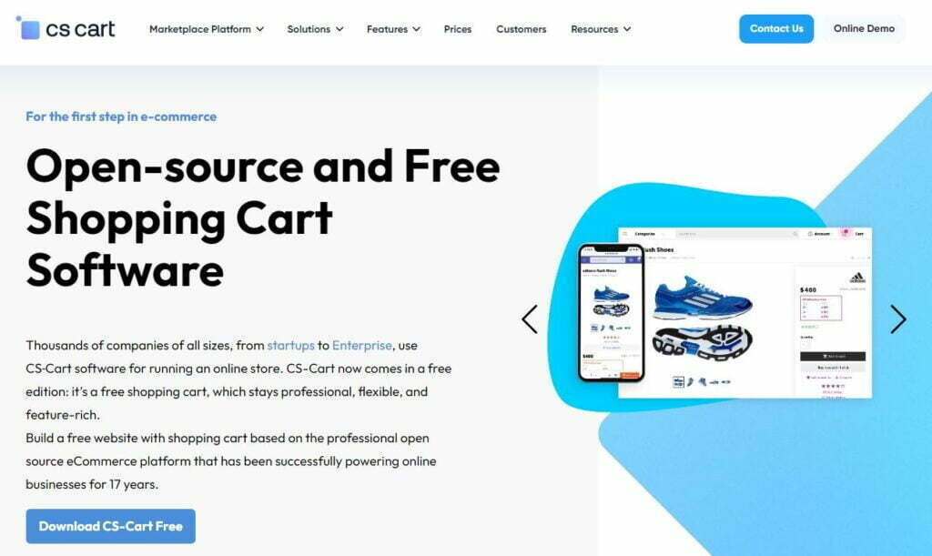 CS-Cart free open source shopping cart software