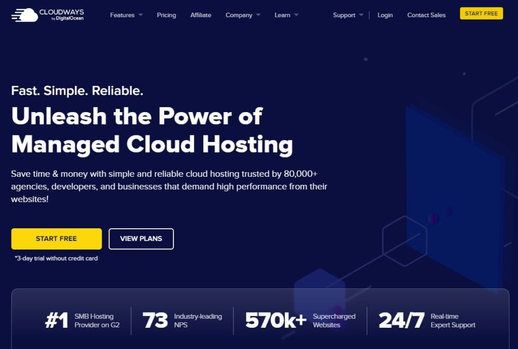 CloudWays home page