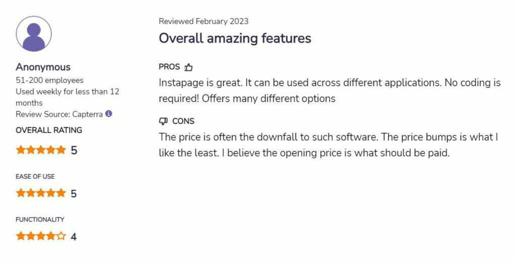 Instapage user review