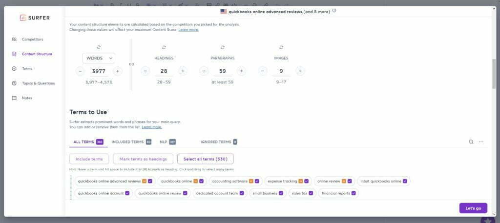 Surfer SEO Content Structure