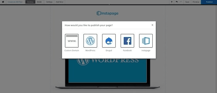 instapage landing page publishing