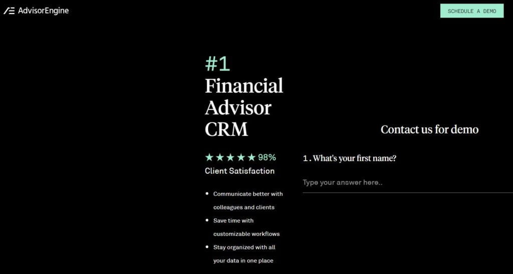 AdvisorEngine CRM home page