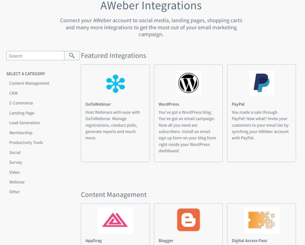 Aweber Integrations