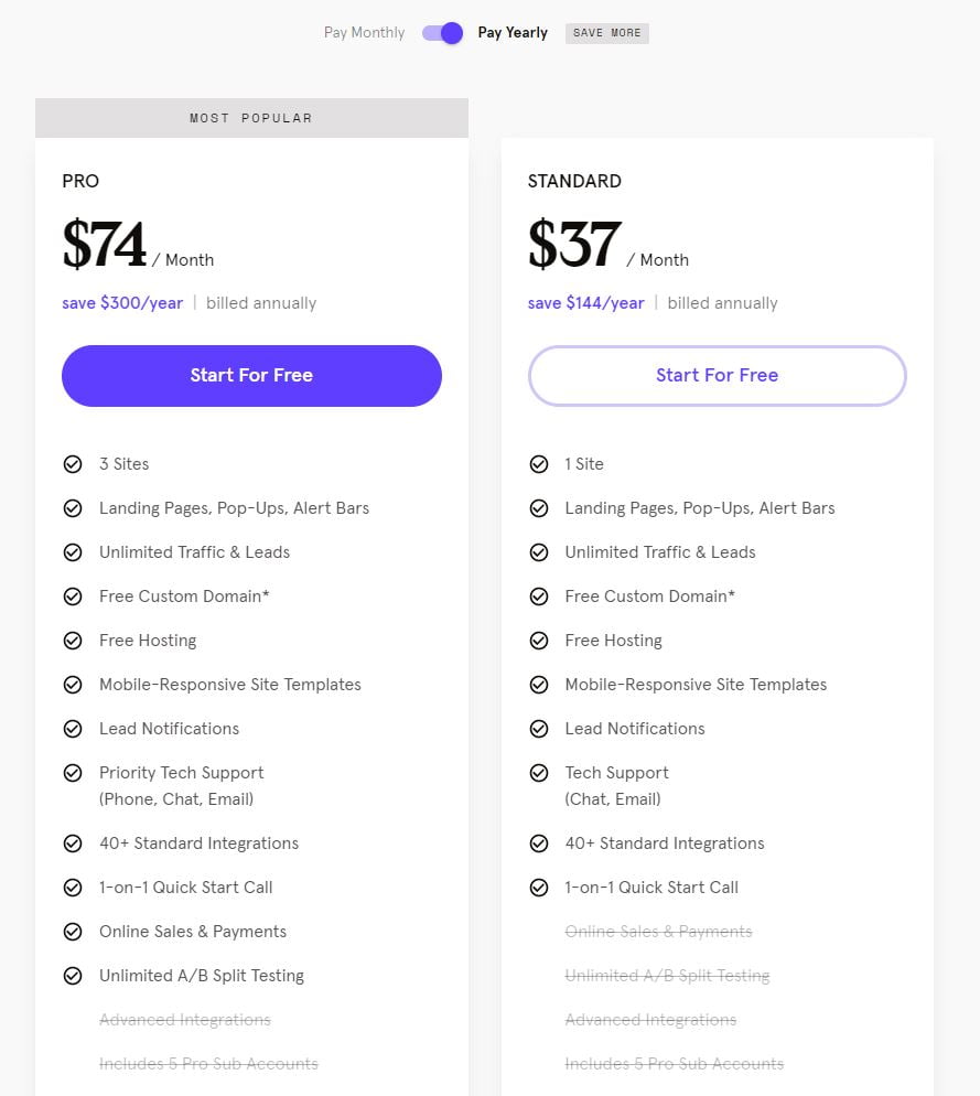 Leadpages Pricing