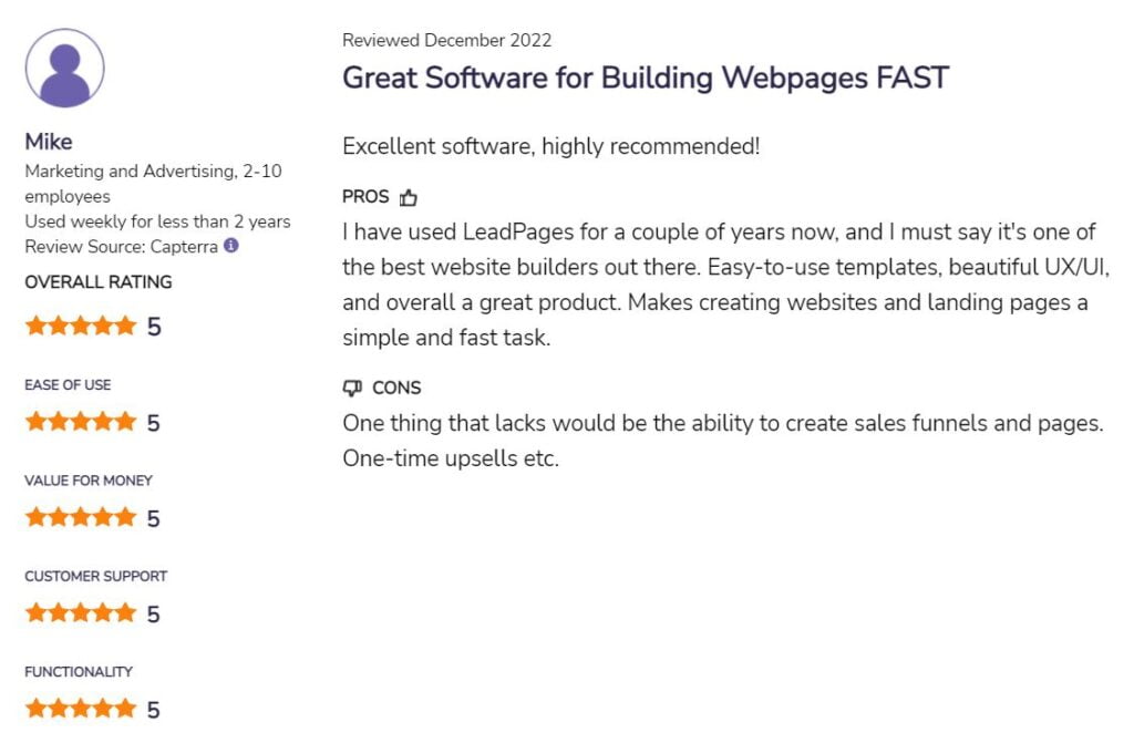 Leadpages user Review