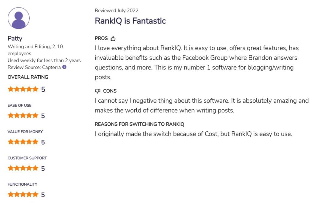 RankIQ User review 3