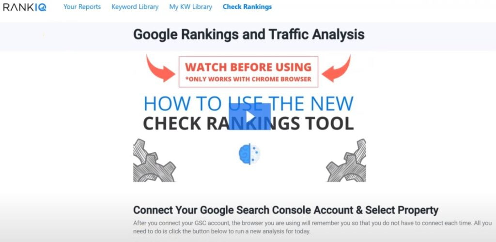 RankIQ’s Google Rankings tool