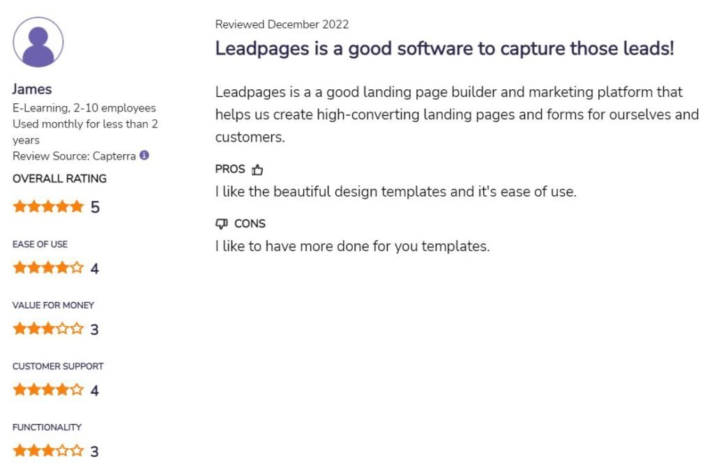 leadpages user review 2