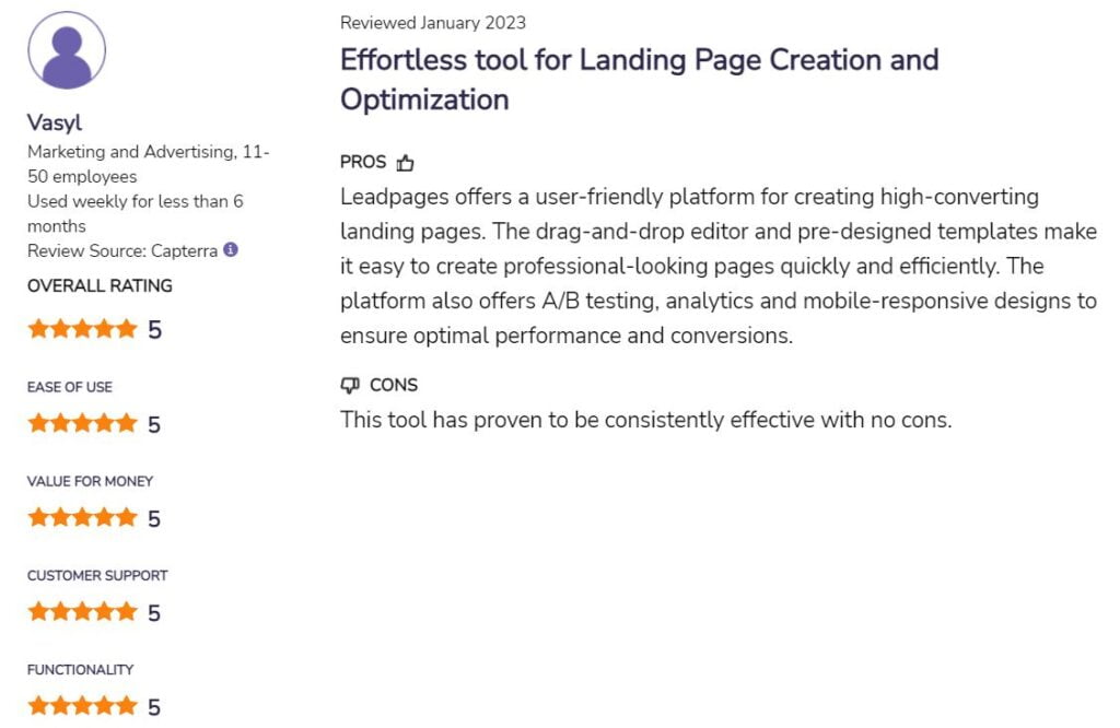 leadpages user review 3