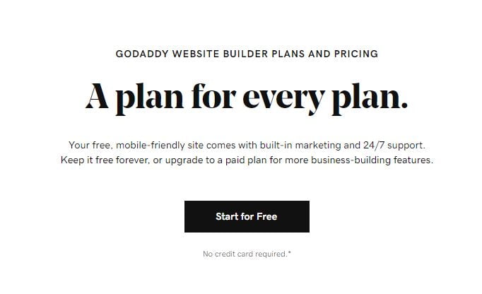 GoDaddy Free website builder