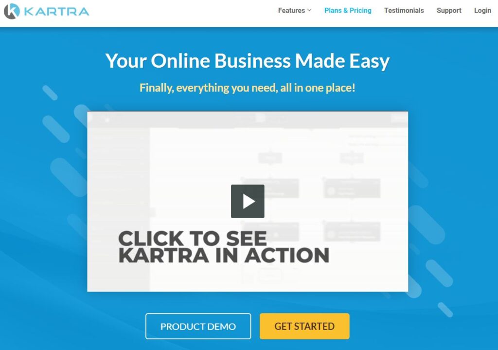 Kartra Home page