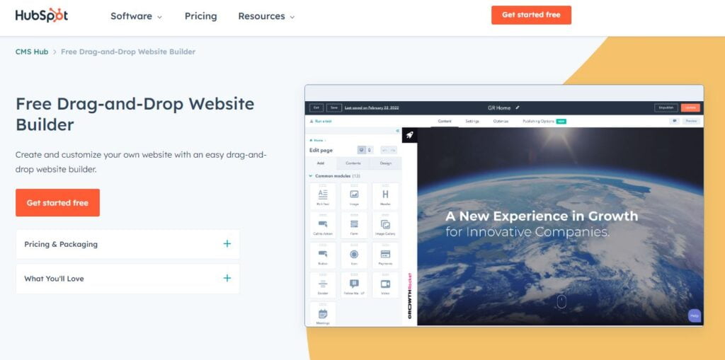 HubSpot Free website Builder