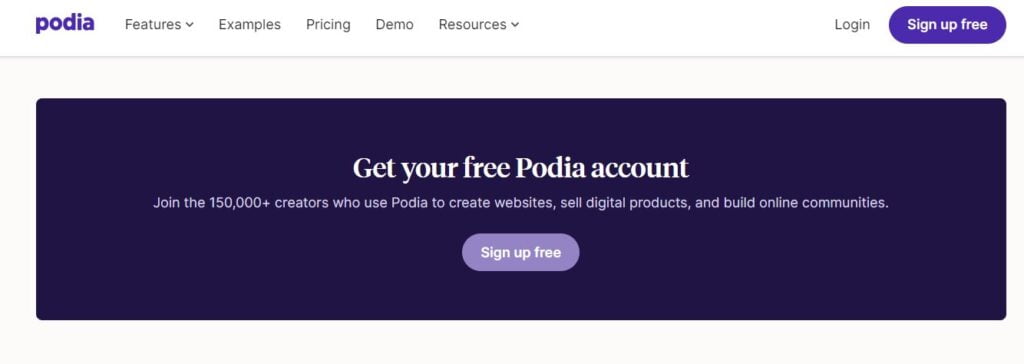 Podia Free Online Course Platform-Listed as one of the Best free Online Course Platforms.