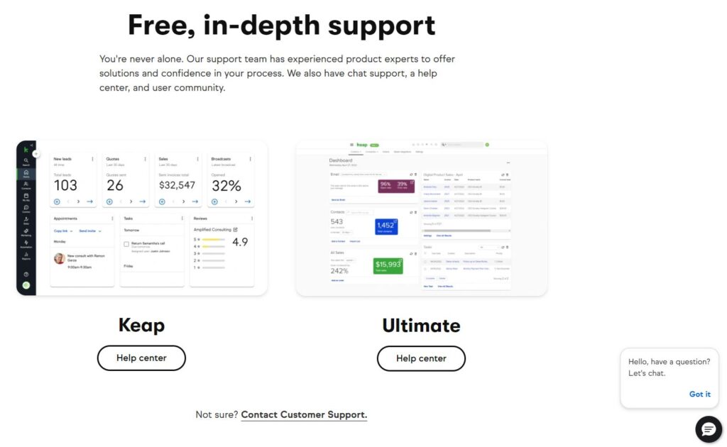 Keap CRM Customer Support
