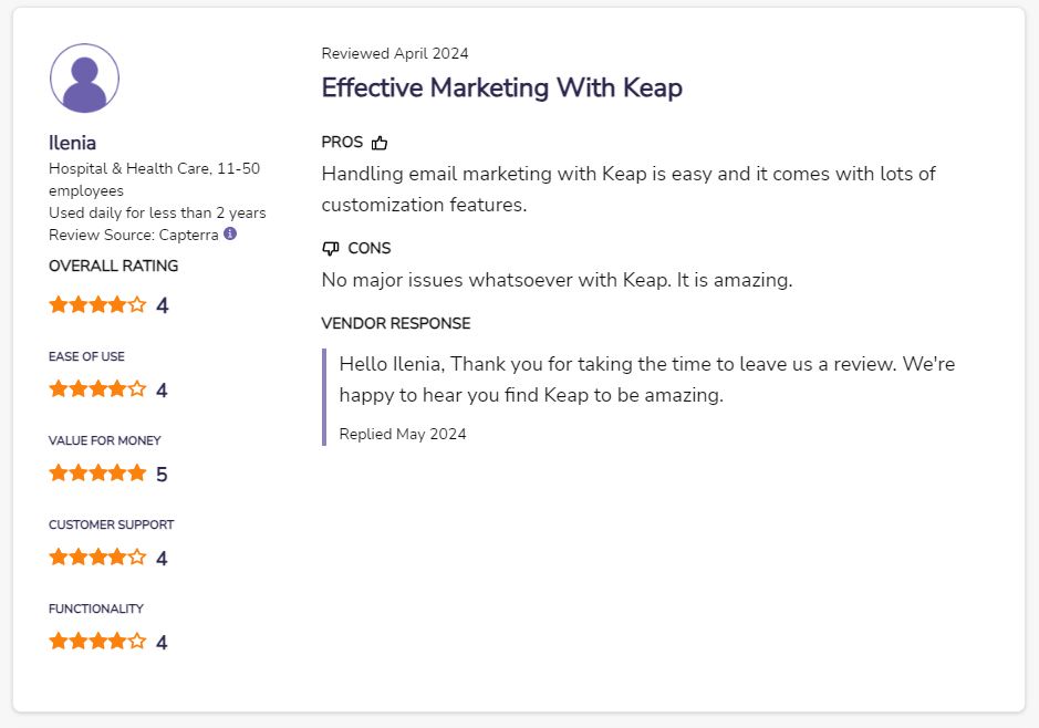 Keap CRM user Review 3