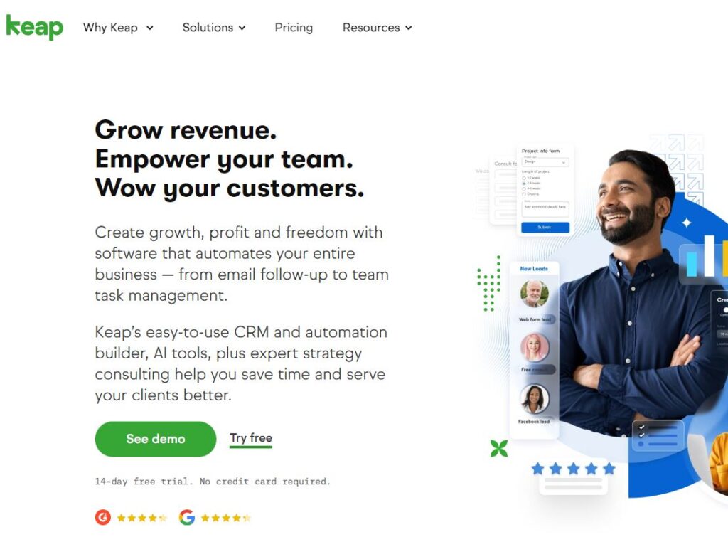 Keap crm review - Keap Home Page