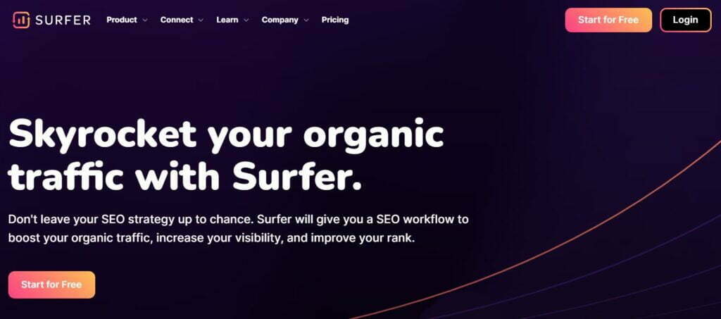 Surfer SEO Home page